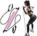 HUIRUMM Barra da Pilates Portatile con Fascia di Resistenza, Kit per Pilates con Passante per i Piedi,Facile da Usare,Ideale per Yoga, Stretching, Pilate, Modellatura, Aallenamento Total Body(Rosa)