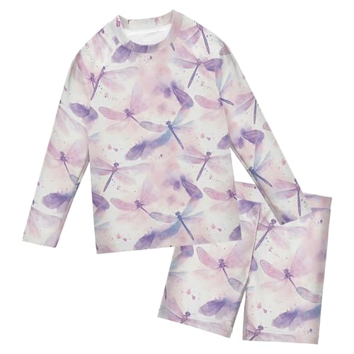 Dragonfly Purple Baby Boys' Toddler Long Sleeved Rashguard Swim Bathing Suit Set B0403529
