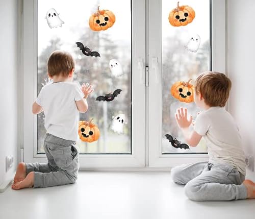 QuoteMyWall Multi-Pack Halloween-Dekorationen, Winod wStickers, Geister, Fledermaus, Kürbisse, abnehmbar und wiederverwendbar, 10 Stück Cover