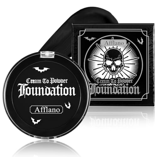 face body paint, Schwarze Full-Coverage Foundation für Gesicht und Körper - Creme-zu-Puder Foundation für SFX, Halloween, Clown-Make-up, Zombie- und Gothic Looks, Bodypainting & Cosplay