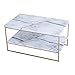 roomfitters White Marble Print Coffee Table with Gold Metal Legs, 2 Tier Living Room Table