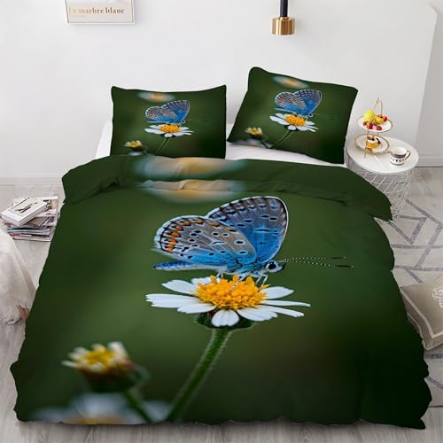 Housse de couette 200x200 microfibre imprimé papillon avec zip
