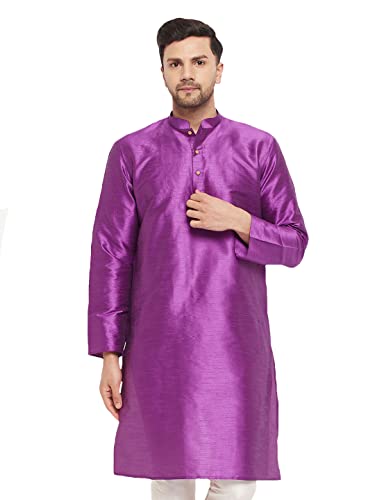 Image of VM Men's Purple Silk Blend Kurta VMMK001PU 36