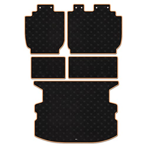 Hotfield トヨタ 互換品 新型 シエンタ 5人乗り 10系 15系 2025年8月〜対応 ラゲッジルームマット STDブラック ロック糸カラー:オレンジ