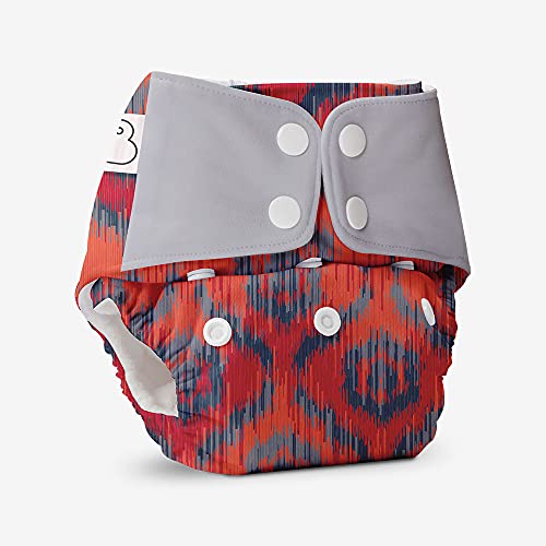 Image of SuperBottoms UNO Freesize Cloth Diaper | Cloth diaper for babies 0 to 3 years | Washable & Reusable cloth diaper | Comes with cloth diaper inserts | 1 Organic cotton Soaker + 1 Booster (Ikat Love)
