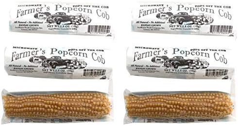 Farmers Popcorn Cob – Microwave Popcorn That Pops Off the Cob - Pack of 6 - All Natural, No Additives, Kansas Grown, Non-GMO Popcorn - 2.5 Ounce