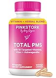 Pink Stork PMS Supplement for Women - Vitex, Ashwagandha, Maca Root & 10 Vitamins & Minerals to Support Hormone Balance, Mood, Bloating, Period Regularity - 60 Capsules