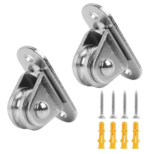 2 Piezas Polea de Tracción, Rueda de Metal con Ranura en V de 24 mm, Poleas para Cable de Acero 6 mm, Polipasto, Cabrestante, Proyectos de Bricolaje, Incluye Tornillos y Casquillos de Plástico