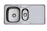RUMO Prime Kitchen Sink 1.5 One and Half Bowl Stainless Steel Fully Reversible Sinks with Drainer 1000mm x 500mm Inset Includes Waste kit