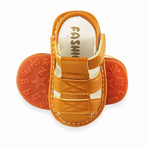 Image of WILLFUN Baby Boy Girl Summer Infant Squeaky Sandals Premium Rubber Sole Closed-Toe Non-Slip Shoes Toddler First Walkers