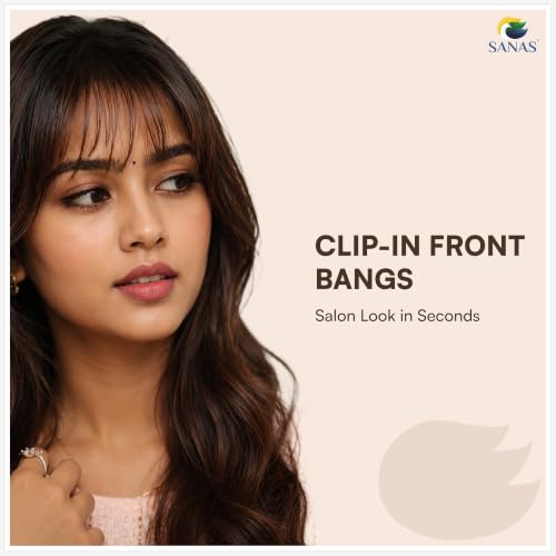 Image of Sanas Hair Bangs For Women (1Pc) Clip On Front Hair Extensions For Women Brown Children's Fake Bangs Hair Extensions For Woman Stylish Clip On Front Hair Patch For Woman Wedding (1Pc) (Natural Brown)