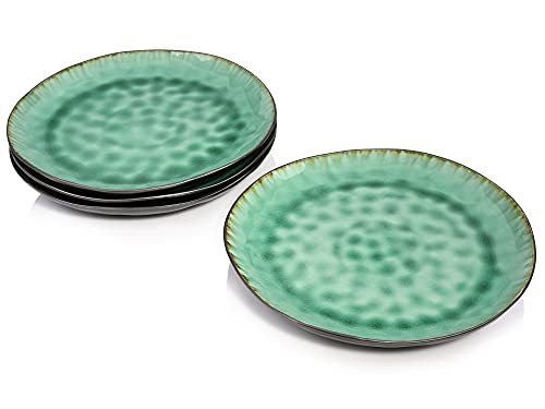 SÄNGER | Dessertteller Set Palm Beach, 4-teiliges Set aus Steingut, Dessert Teller Set, Einzigartiges Design | PREMIUM COLLECTION