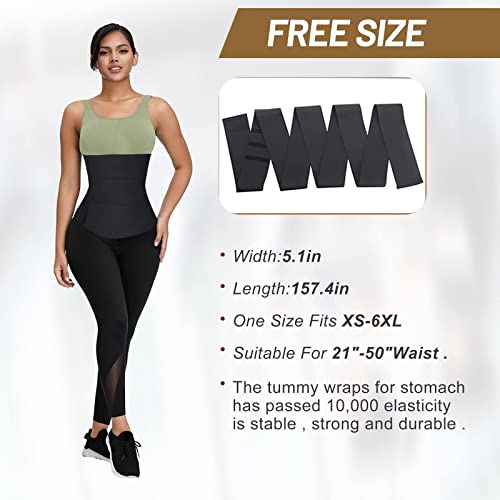 Waist Trainer For Women , Plus Size, Waist Wrap, Belly Band , Waist Wraps For Stomach & Non-Slip Pro Size Black #TOP3