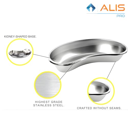 Image of Alis Surgical Instrument CE Needle Holder, Adson Forceps, Iris Scissor With Kidney Tray 8 inch | Suture Set & Kidney Tray (Kidney Tray with Suturing Set), stainless steel (8 inch (8 inch pack of 2))
