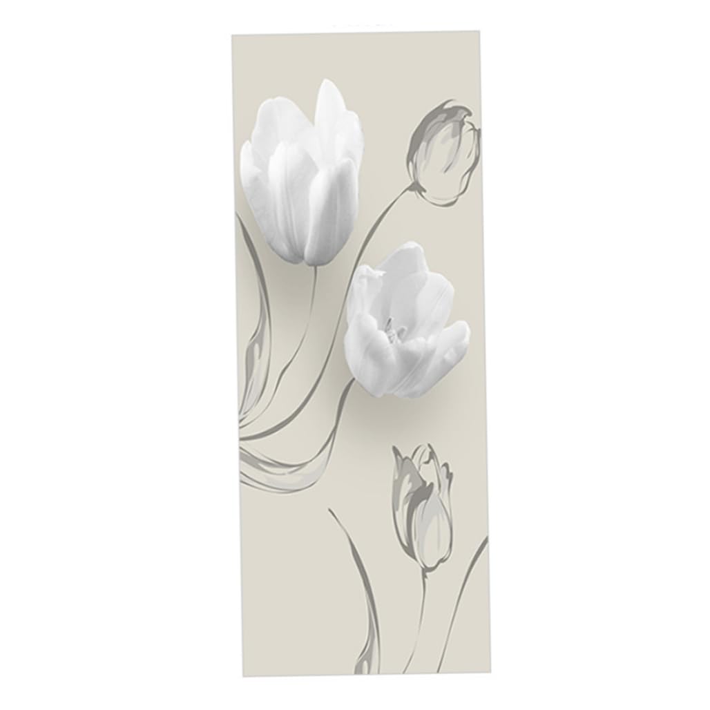 Autocollants de porte 3D fleurs blanches déco murale XL amovible pour salon
