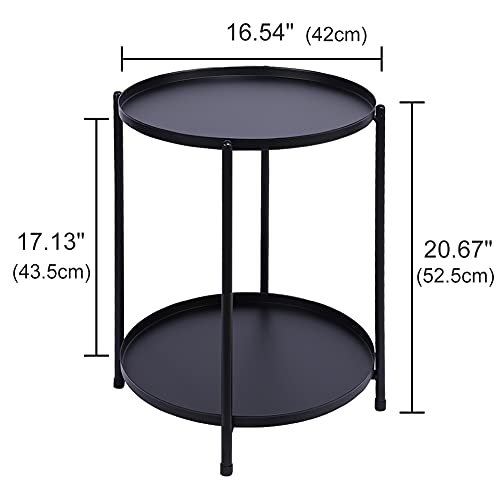 Round 2 Tier Metal Coffee Table with Removable Tray for Outdoor and Indoor Use – Image 4