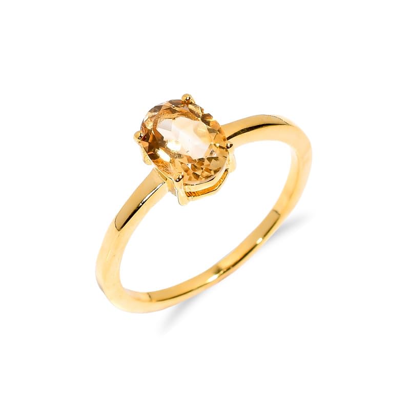 Bague en citrine anti-ternissement en argent 925 véritable