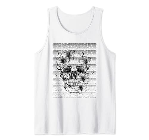 Dark Academia Aesthetic Gothic Calavera y flores góticas Camiseta sin Mangas