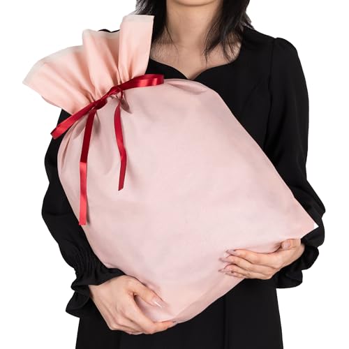 ラッピング プレゼント 袋 ギフトバッグ 【Poco'ce掲載・ふんわり不織布·リボン付き·3サイズ×5色展開】 ラッピング 袋 小 大 特大 ギフト袋 贈り物 人気 おしゃれ 収納 お祝い 記念日 結婚式 母の日 父の日 誕生日 バレンタイン クリスマス