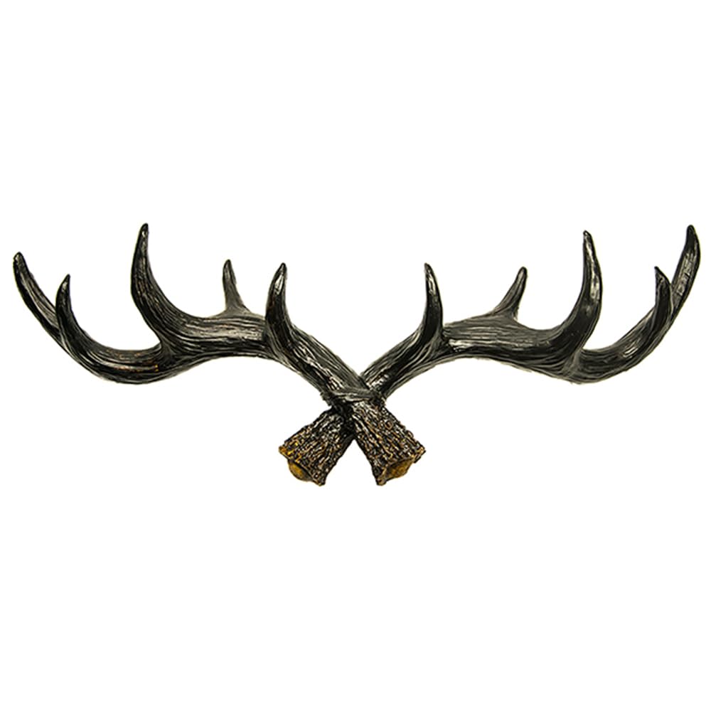 Geweih Kleiderhaken Garderobenhaken - Schwarz - Für Außen, Innen, Balkon & Garten - 49 cm - Hirschgeweih - Garderobe - Hohe Tragkraft