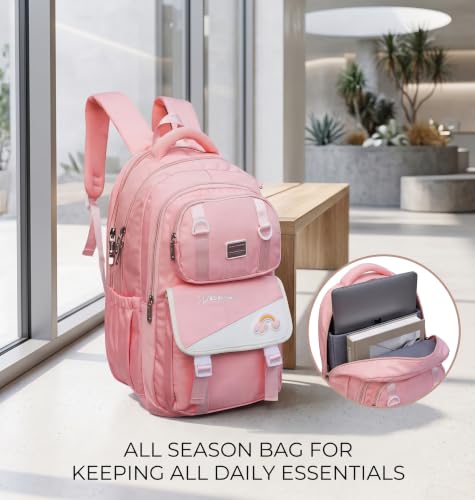 Image of ADSON kawaii Girls Travel School Bag|Backpack Of Large Capacity Aesthetic Stylish Girls Korean Laptop Bag Rucksack for School |College Bags Cute Bookbag for Teens Water Resistance 18 Inches