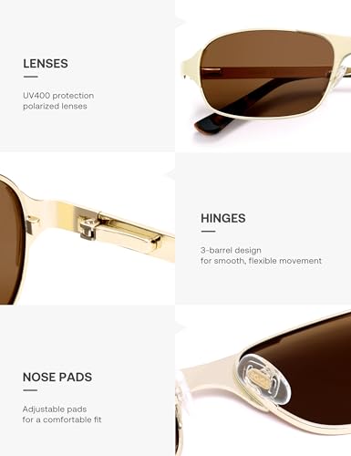 Image of SOJOS Retro Rectangle Polarized Sunglasses for Men Women, 70s 80s Vintage Small Square Sunnies SJ1267