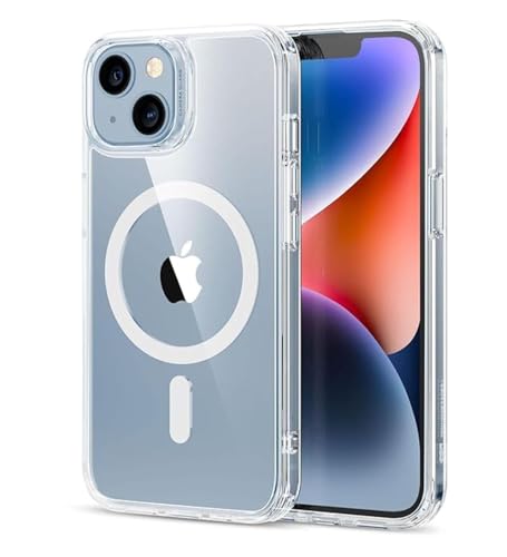 Image of DARKFIT Back Cover Case Compatible with iPhone 14 Plus | White Mag-Safe Magnetic Cover | TPU Ultra Hybrid | Camera Bump Protection | Compatible with Wireless Charging | Color Clear | Pack of 1 |