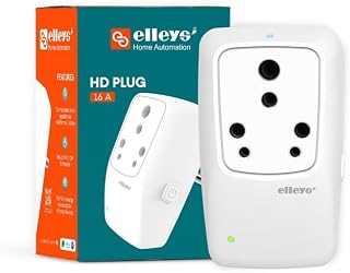 Elleys 16A Wi-Fi Smart Plug with Energy Monitoring | Suitable for Large Appliances Like Water Heater/Geysers, AC, Refriger... Price In India
