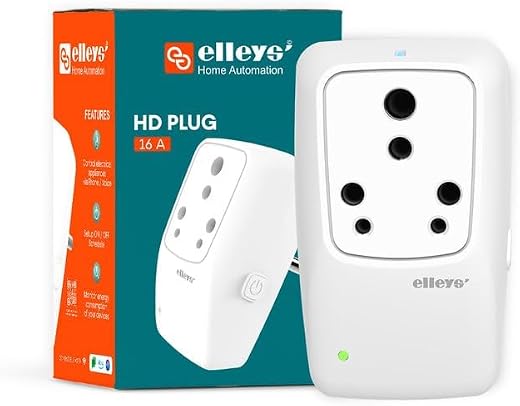 Elleys 16A Wi-Fi Smart Plug with Energy Monitoring | Suitable for Large Appliances Like Water Heater/Geysers, AC, Refriger...
