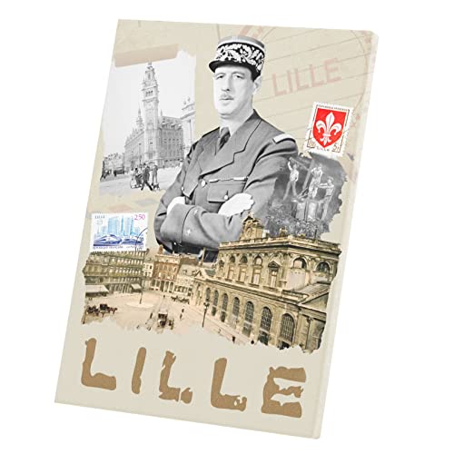 Tableau Lille toile imprimée affiche collage ville Nord France 30x42 cm