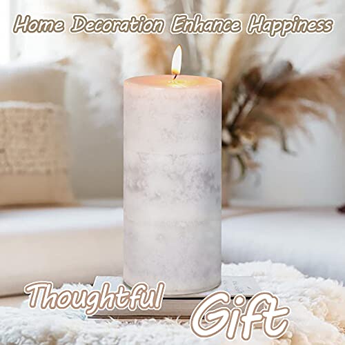 Immeiscent Pillar Candles Cozy Cotton Scented,Set Of 3 Mottled Candles, Aromatherapy Candles For Weddings, Home Decorations, Spa, Restaurant (Cozy Cotton 3"X6") #TOP3