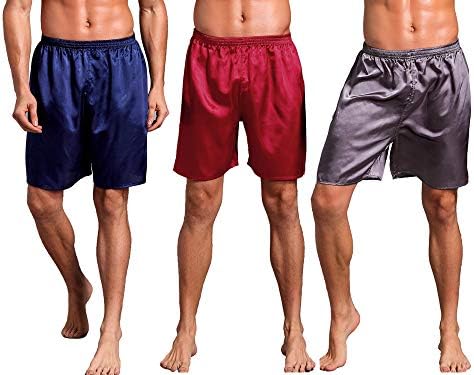 Mens Satin Boxers Shorts Sleepwear Satin Pajama Bottom Underwear Silk Sleep Shorts
