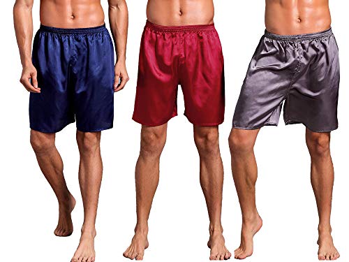Mens Satin Boxer Shorts Pajamas Shorts Sleepwear Boxers Underwear Beach Shorts