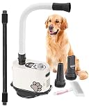 Mxmoonant 2 in 1 Secador de Perro Profesional de pie 2000w + 1000w Velocidad y Temperatura Ajustables Secador de Perro con Manguera elástica y Manguera...