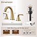 JABBOL Gold Bathroom Faucet,Brushed Gold Bathroom Faucet,Brass Sink Faucets,Bathroom Faucet 3 Hole Brushed Nickel，with Pop Up Drain Supply Hose for Vanity,Lavatory RV Farmhouse