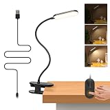 Aigostar Flexo LED Pinza Recargable, Lámpara Lectura Inalámbrica para Cama y Cabecero, Luz Libro Sin Cable, 1200mAh, 3 Modos 4000K, Brazo 360°, Táctil, para Niños, Costura, Leer en la Cama, Negro