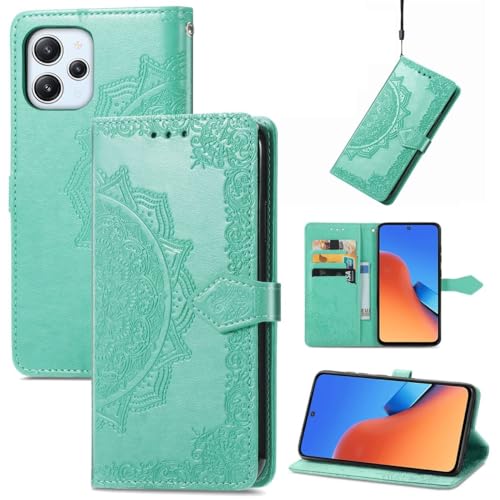 Étui pour Xiaomi Redmi 12 König Design vert à rabat avec support