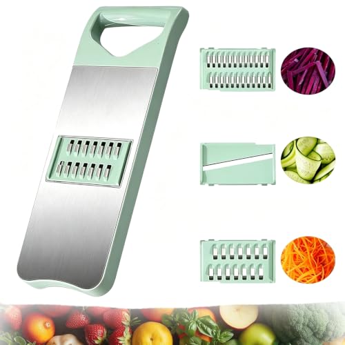Gemüseschneider Edelstahl Julienneschneider Gemüsehobel Hobel Gemüse mit 3 Formen Reibe für Gemüse Vegetable Chopper für Stifte Scheiben (G-1)