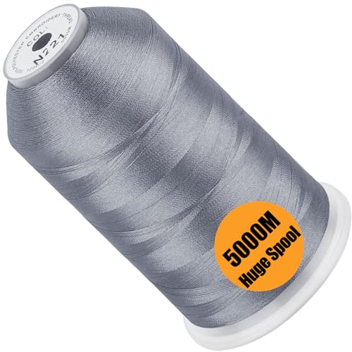 Image of New brothread - Single Huge Spool 5000M Each Polyester Embroidery Machine Thread 40WT for Commercial and Domestic Machines - Gray(Janome Color)