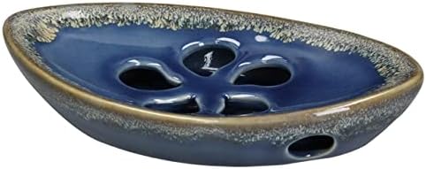 LungMongKol Shop Ceramic Soap Dish with Self Draining Tray for Bar Soap, Bathroom, Kitchen (Blue)