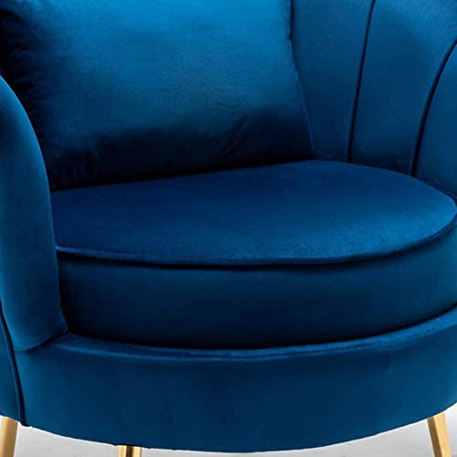Image of Living Room Vintage Velvet Fabric Tub Armchairs with Metal Leg Armrests Lounge Comfortable Royal & Luxury (Blue, 1 Seater (Set of 2))