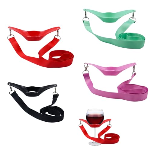 POPAPIE Lot de 8 Support de Verre à Vin à Porter Autour du Cou Porte Verre à Vin Portable Lanière pour Pique Niques Anniversaires