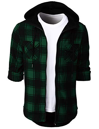 H2H Mens Hipster Plaid Flannel Hooded Hoodie Sweatshirts Zip Up Shirts Us L/Asia Xl (Cmoja117) #TOP2