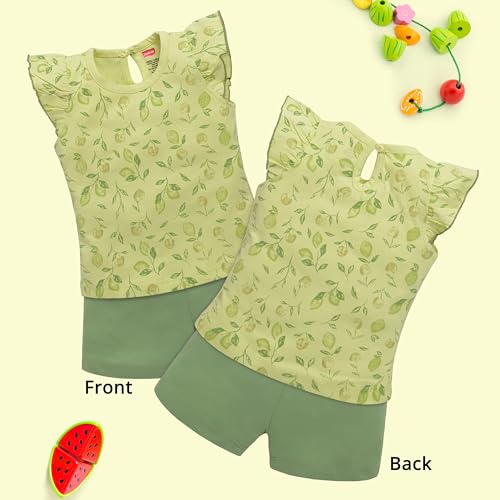 Image of LuvLap Baby Girls Regular Fit 100% Cotton Half Sleeves Girls Top CoSet Pack of 3