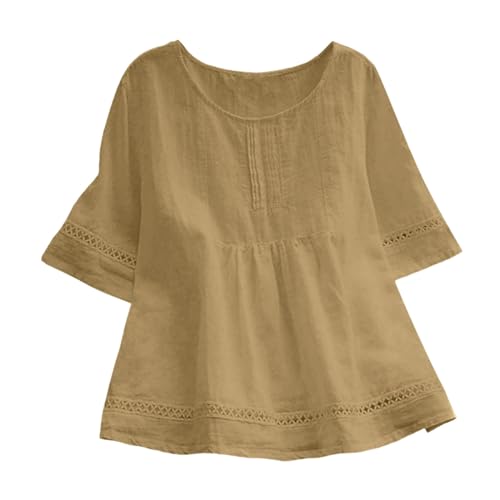 Womens Round Neck Half Sleeve Top T Shirt Solid Color Top Half Sl...