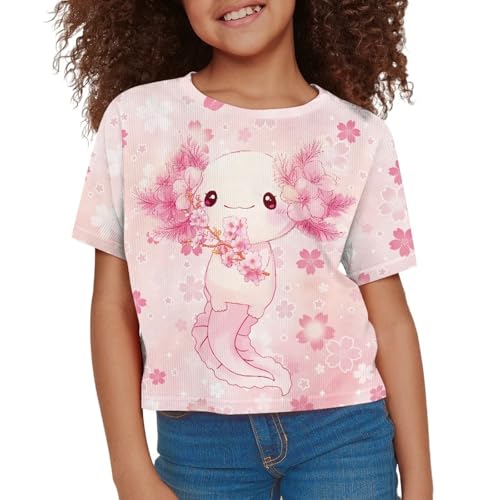 Image of Girls Fashion Crewneck Tee Shirts Casual Short Sleeve Crop Top Summer Outfits 5-14 Years Old