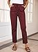 EVALESS Casual Corduroy Pants for Women Fall Winter Fashion 2025 Drawstring Elastic Waist Pants Comfy Straight Leg Trousers with Pockets Burgundy Small