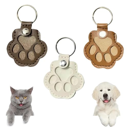 WAZNFYV 3Pcs Dog Hair Keychain, Pet Hair Keychain Cat Paw