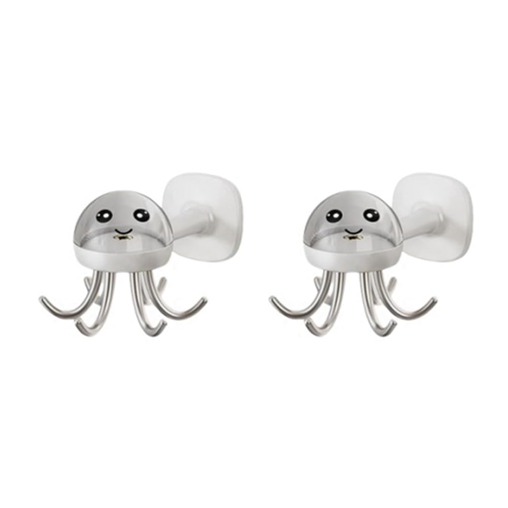 CTRLZS Multifunctional Kitchen Hooks 360 ° Rotation Shaped Non-Marking Adhesive Hooks in Bathroom A
