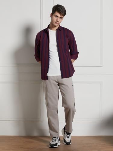 Image of Dennis Lingo Men Cotton Lycra Solid Stretchable Cargo Trousers